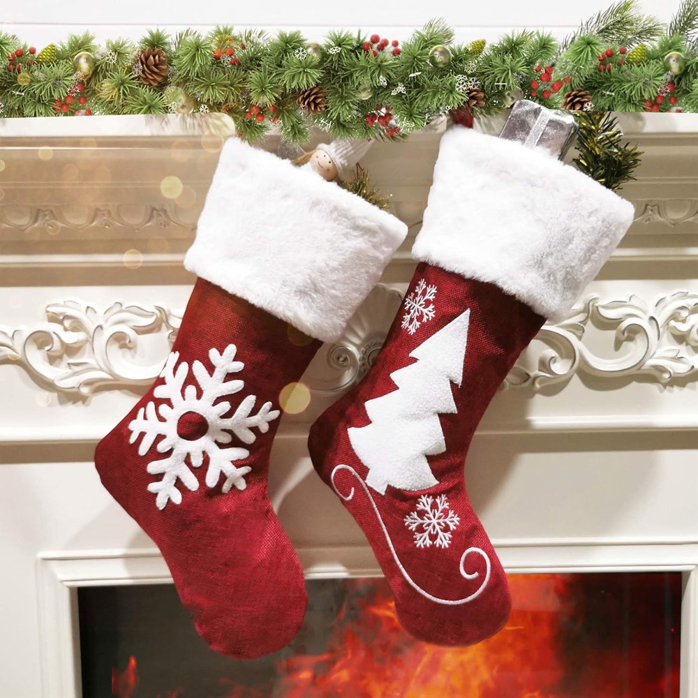 Christmas Stocking Hanging - 2-4 Calze di Natale in Tela
