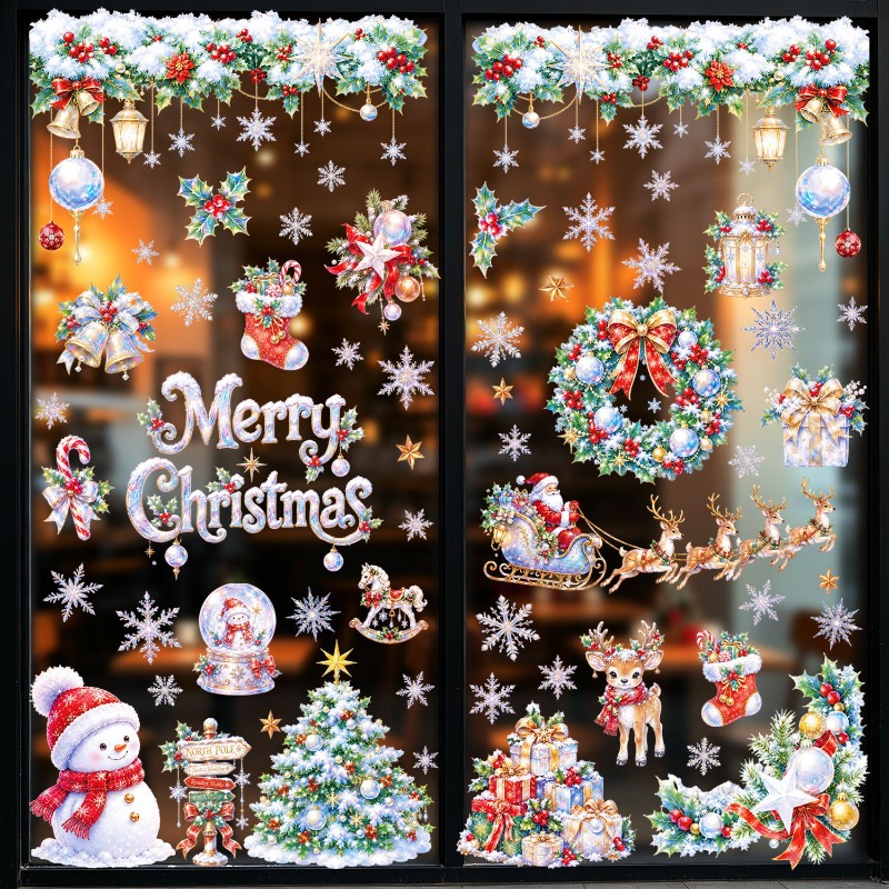 Snowflake Window Decal - 9 Fogli di Adesivi Statici Natalizi