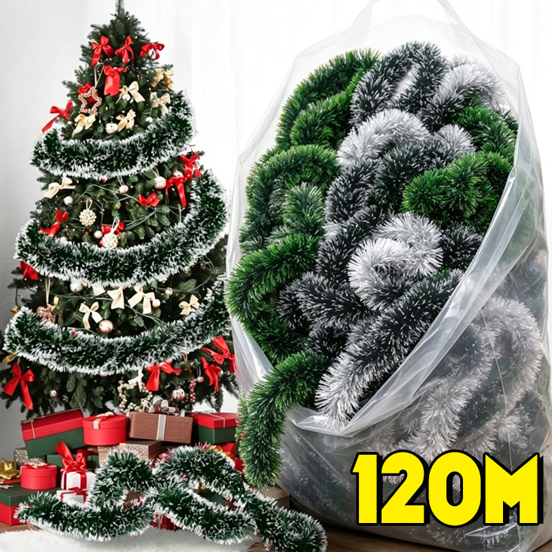 Tinsel Garland Decoration - Ghirlanda Natalizia Verde e Bianca con