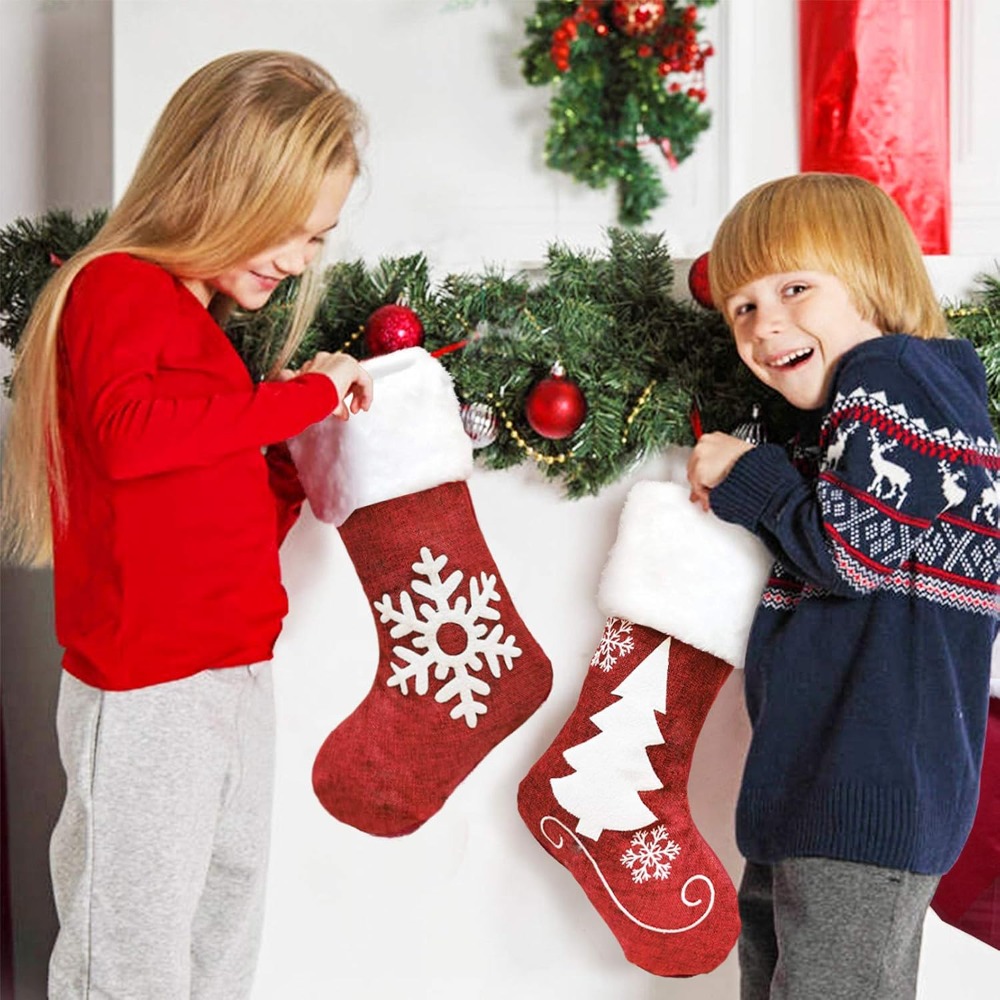 2-4 Calze di Natale in Tela di - Christmas Stocking Hanging recensione e prezzo