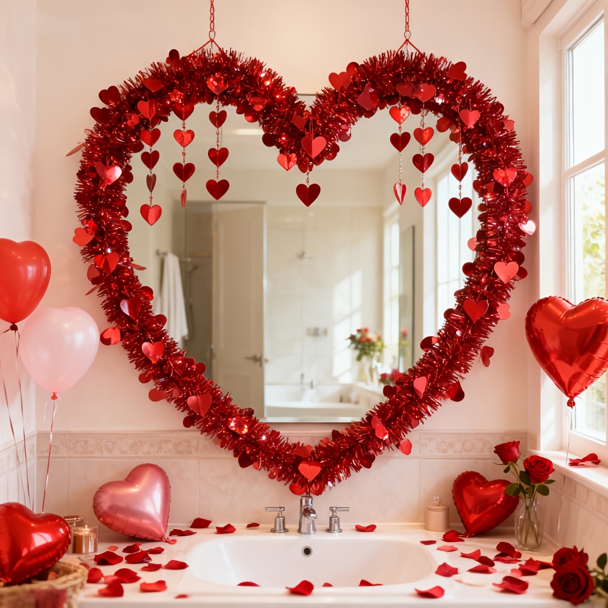 3 ghirlande di plastica rosse  - Tinsel Garland Decoration recensione e prezzo